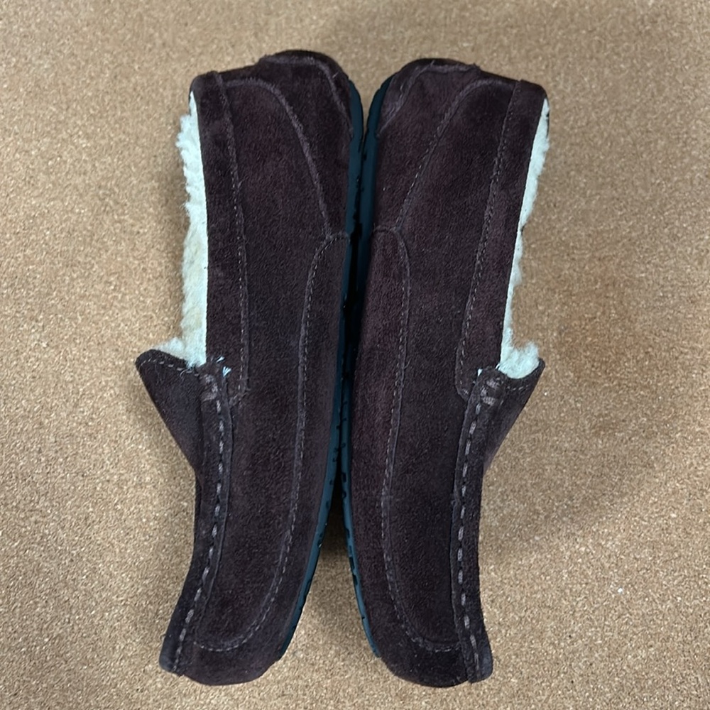 UGG Slippers Size 4 Ascot Loafer Shearling Lined Moccasin Suede Brown 1974
